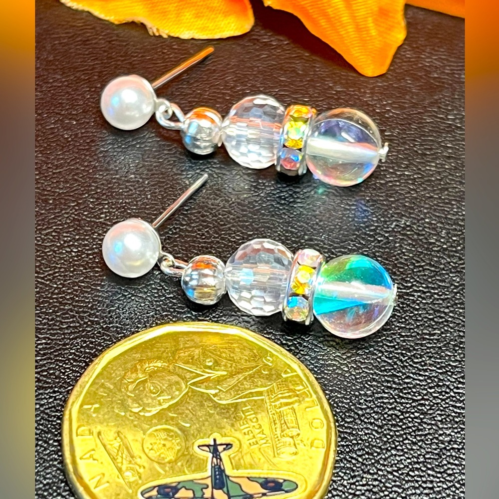 pearl stud and Swarovski earrings-classics!